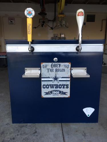 Drip Trays, Cowboys Sign, 2 Faucet, Custom Beer Handles are Optional.